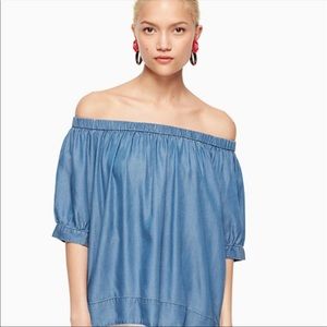 Kate Spade ♠️ chambray off the shoulder blouse